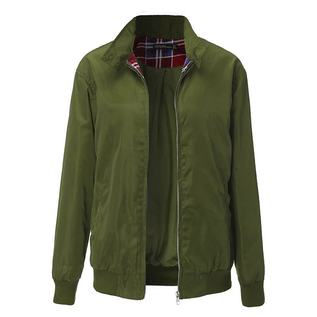 Zanzea Fashion Coats 2016 Autumn Women Casual Outerwear Long Sleeve Tartan Lined Zippered Pockets Bomber Jacket Coat Plus