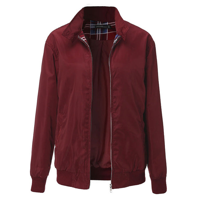 Zanzea Fashion Coats 2016 Autumn Women Casual Outerwear Long Sleeve Tartan Lined Zippered Pockets Bomber Jacket Coat Plus