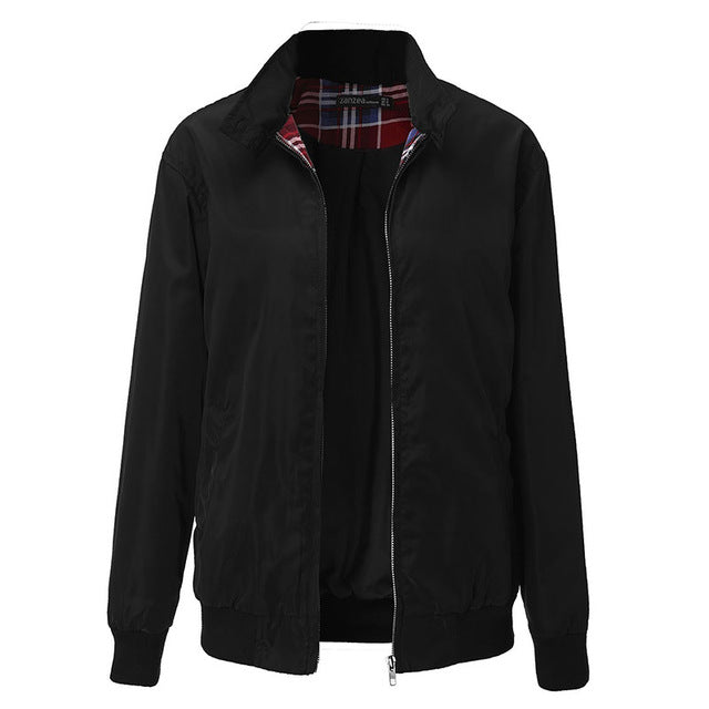 Zanzea Fashion Coats 2016 Autumn Women Casual Outerwear Long Sleeve Tartan Lined Zippered Pockets Bomber Jacket Coat Plus