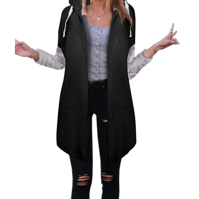 Sweatshirt Coat Open Stitch Women Long Hoodies Casual