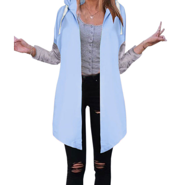 Sweatshirt Coat Open Stitch Women Long Hoodies Casual
