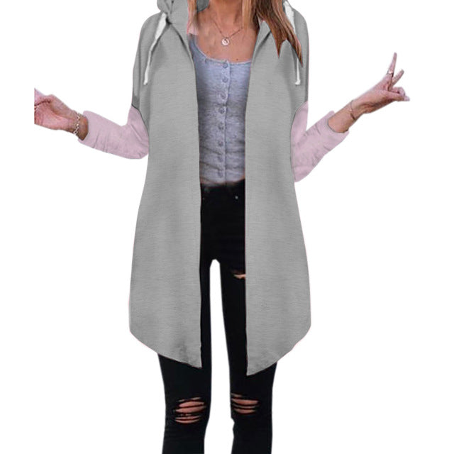 Sweatshirt Coat Open Stitch Women Long Hoodies Casual